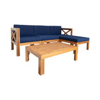 Alora 5-Piece Outdoor Patio Wood Sectional Sofa Set With Cushions