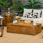 Alora Outdoor Propane Gas Fire Pit Table W/ Lava Rocks & Cover, 50K BTU