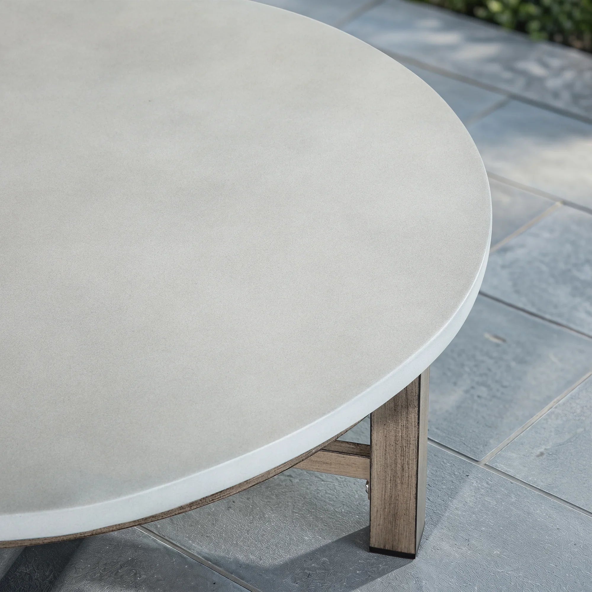 4-Piece Modern Patio Swivel Furniture Set With Round Concrete Table