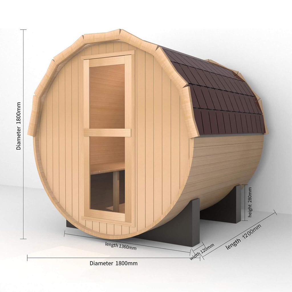 Thermora Haven Outdoor Pinewood Barrel Sauna | 4.5KW Heater | 2–10 Person Sizes