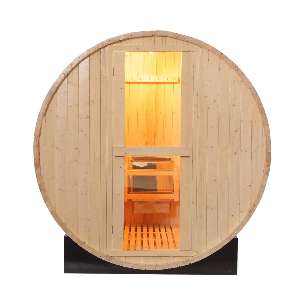 Thermora Haven Outdoor Pinewood Barrel Sauna | 4.5KW Heater | 2–10 Person Sizes