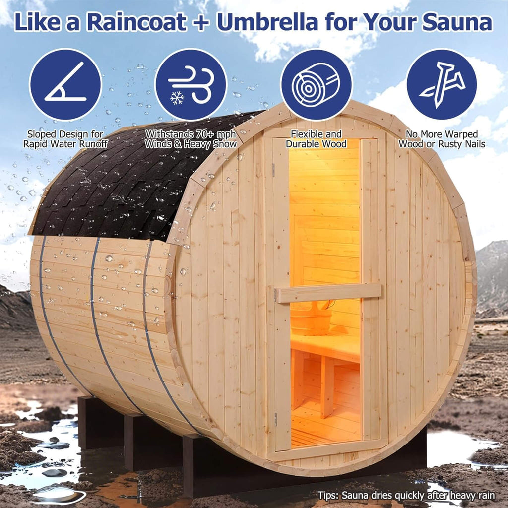 Thermora Haven Outdoor Pinewood Barrel Sauna | 4.5KW Heater | 2–10 Person Sizes