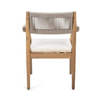 Alora Premium 5-Piece Outdoor Acacia Wood Patio Furniture Set With Braided Dining Chairs, Cushions, And Dining Table