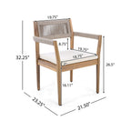 Alora Premium 5-Piece Outdoor Acacia Wood Patio Furniture Set With Braided Dining Chairs, Cushions, And Dining Table