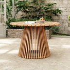Alora Premium 5-Piece Outdoor Acacia Wood Patio Furniture Set With Braided Dining Chairs, Cushions, And Dining Table