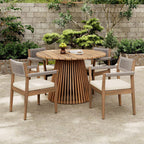 Alora Premium 5-Piece Outdoor Acacia Wood Patio Furniture Set With Braided Dining Chairs, Cushions, And Dining Table