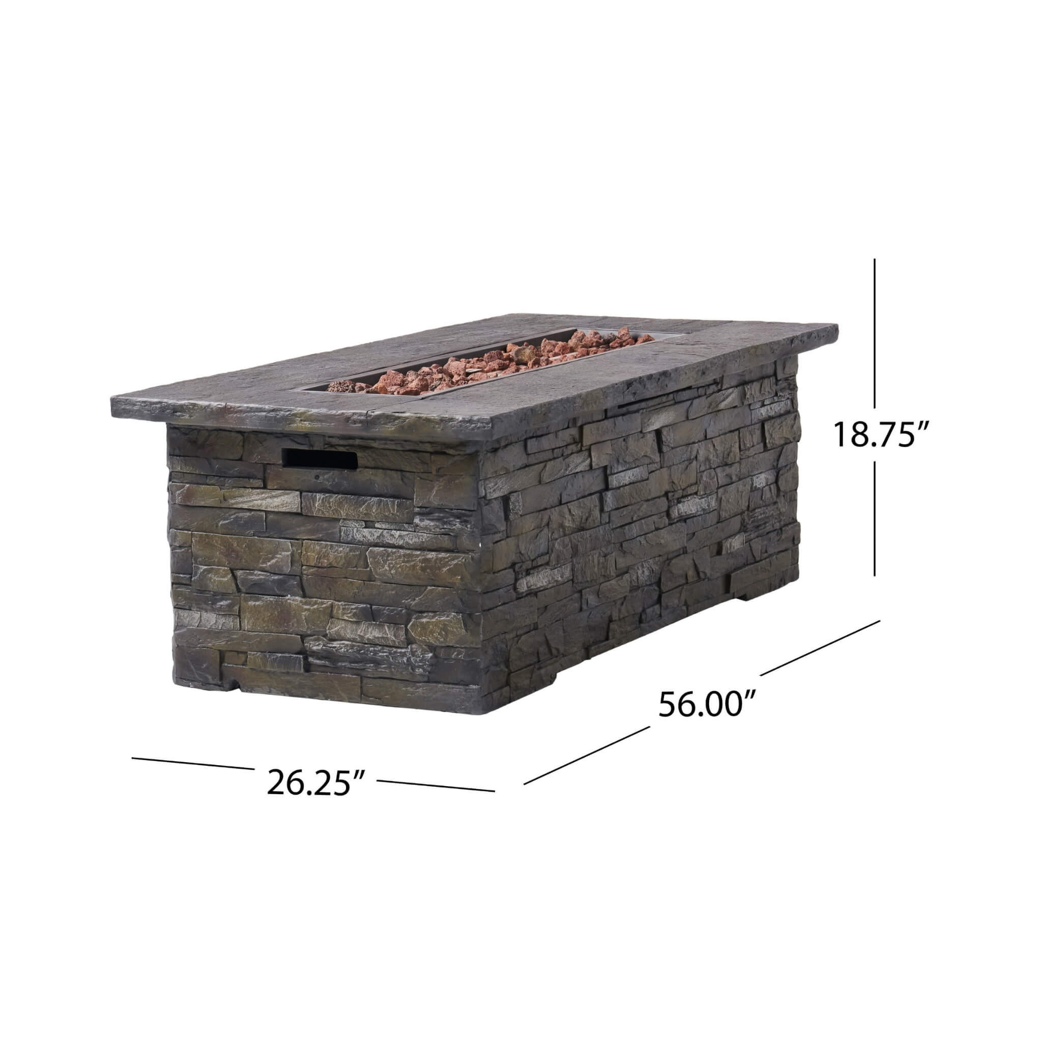 Alora Premium 56" Outdoor Rectangular Concrete Propane Fire Pit W/ Faux Stone Pattern
