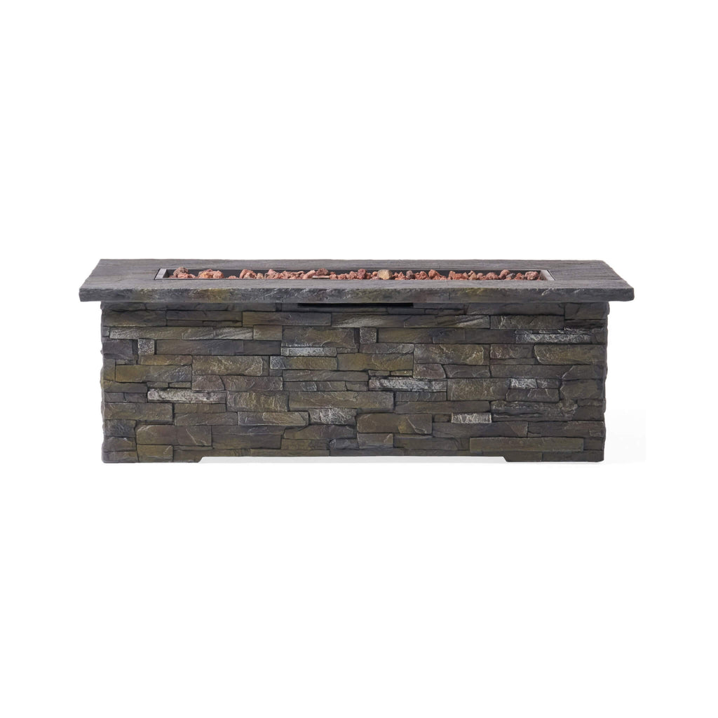 Alora Premium 56" Outdoor Rectangular Concrete Propane Fire Pit W/ Faux Stone Pattern