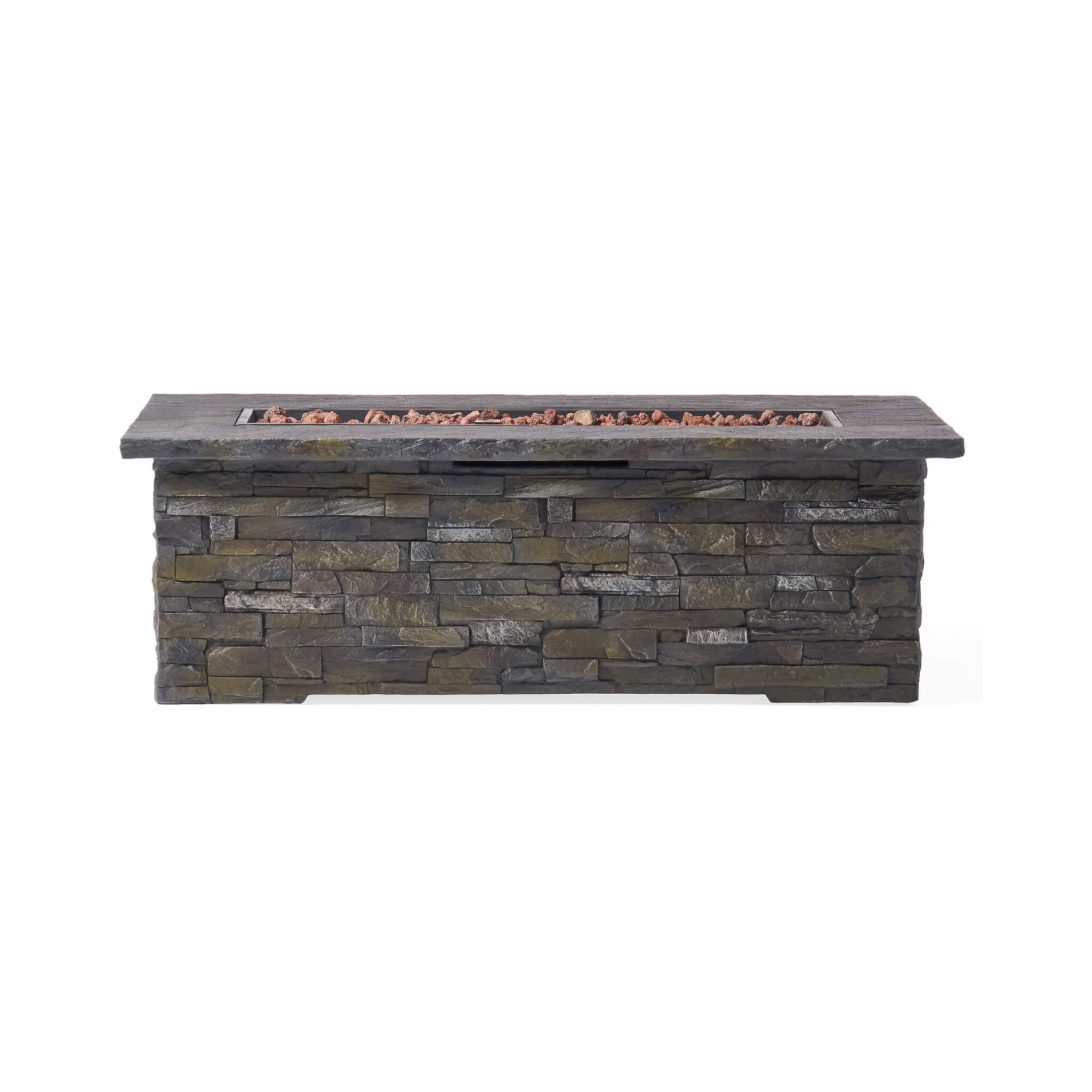 Alora Premium 56" Outdoor Rectangular Concrete Propane Fire Pit W/ Faux Stone Pattern