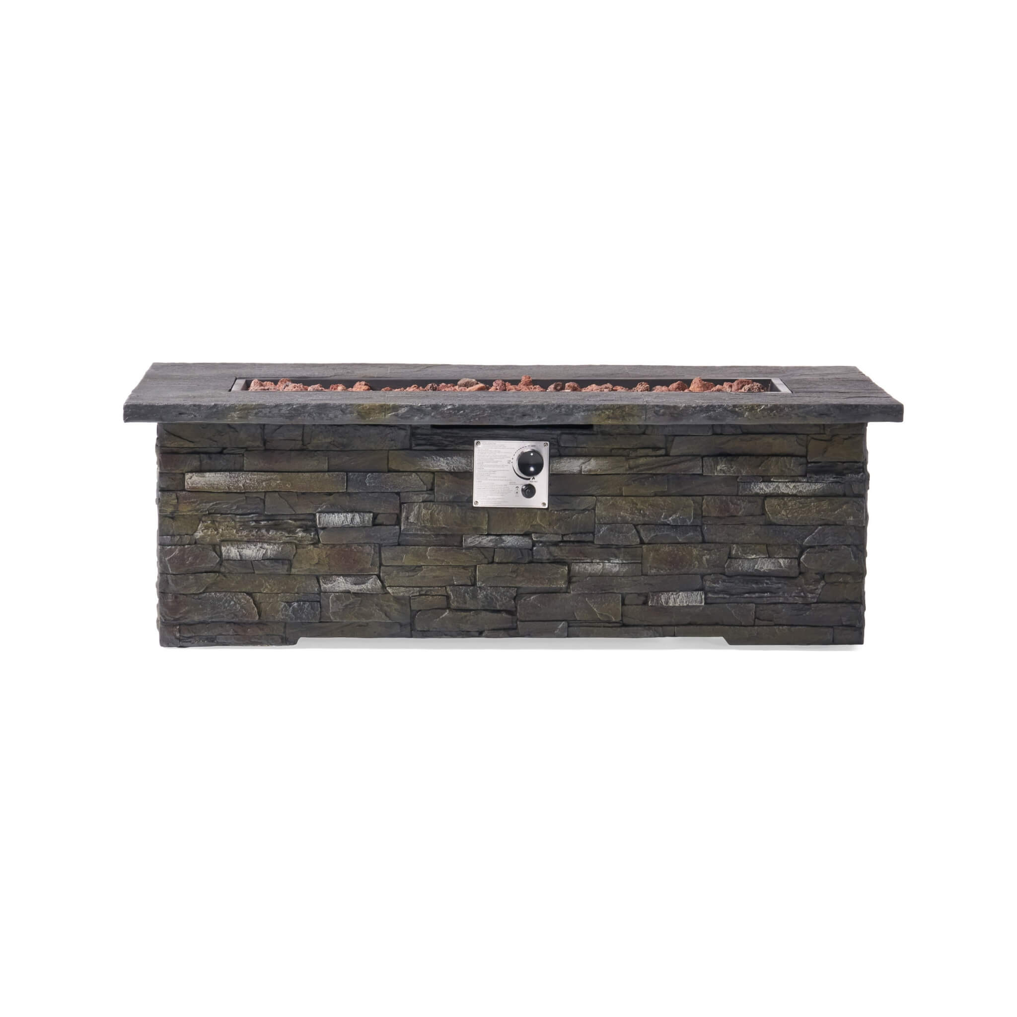 Alora Premium 56" Outdoor Rectangular Concrete Propane Fire Pit W/ Faux Stone Pattern
