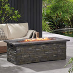 Alora Premium 56" Outdoor Rectangular Concrete Propane Fire Pit W/ Faux Stone Pattern