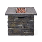 Alora Premium 56" Outdoor Rectangular Concrete Propane Fire Pit W/ Faux Stone Pattern