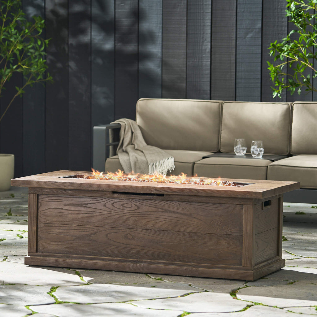 Alora Premium 56" Transitional Rectangular Outdoor Propane Gas Fire Pit Table, 50K BTU