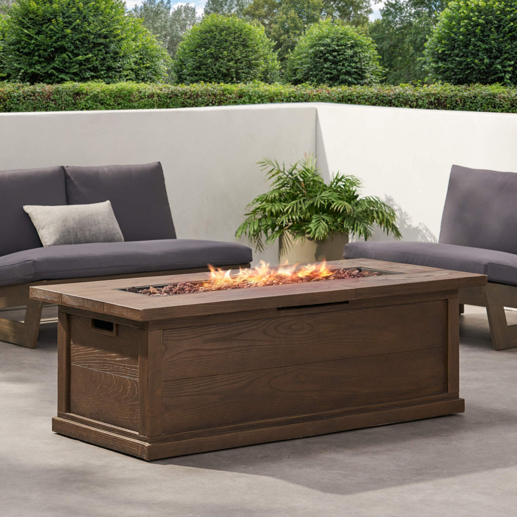 Alora Premium 56" Transitional Rectangular Outdoor Propane Gas Fire Pit Table, 50K BTU