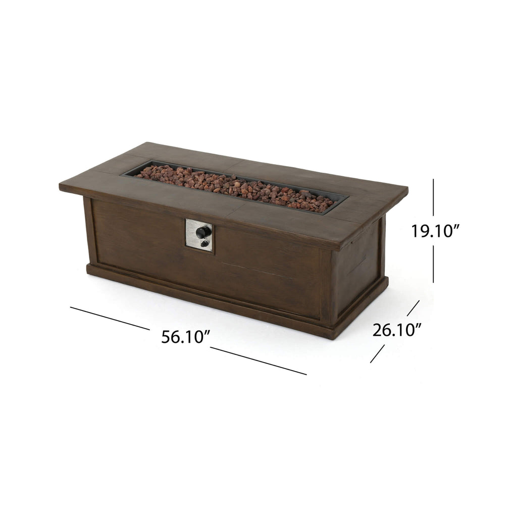 Alora Premium 56" Transitional Rectangular Outdoor Propane Gas Fire Pit Table, 50K BTU