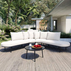Alora Premium Half-Moon 6-Person Curved All-Weather Outdoor Furniture Sofa Patio Set With Coffee Table And Cushions
