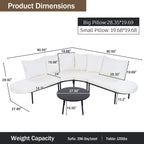 Alora Premium Half-Moon 6-Person Curved All-Weather Outdoor Furniture Sofa Patio Set With Coffee Table And Cushions