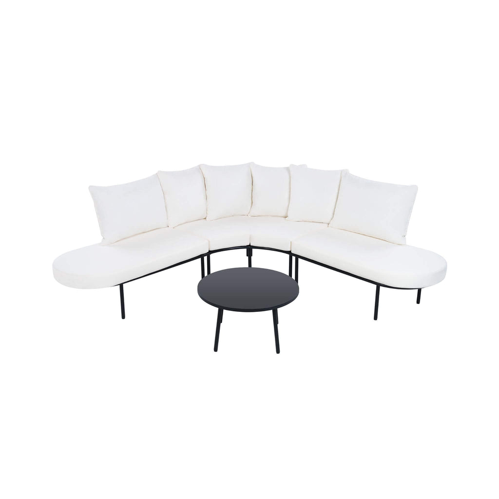 Alora Premium Half-Moon 6-Person Curved All-Weather Outdoor Furniture Sofa Patio Set With Coffee Table And Cushions