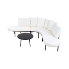 Alora Premium Half-Moon 6-Person Curved All-Weather Outdoor Furniture Sofa Patio Set With Coffee Table And Cushions