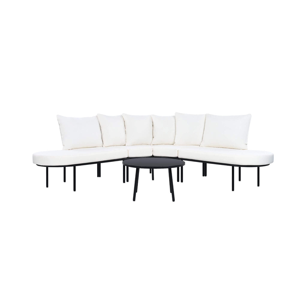 Alora Premium Half-Moon 6-Person Curved All-Weather Outdoor Furniture Sofa Patio Set With Coffee Table And Cushions