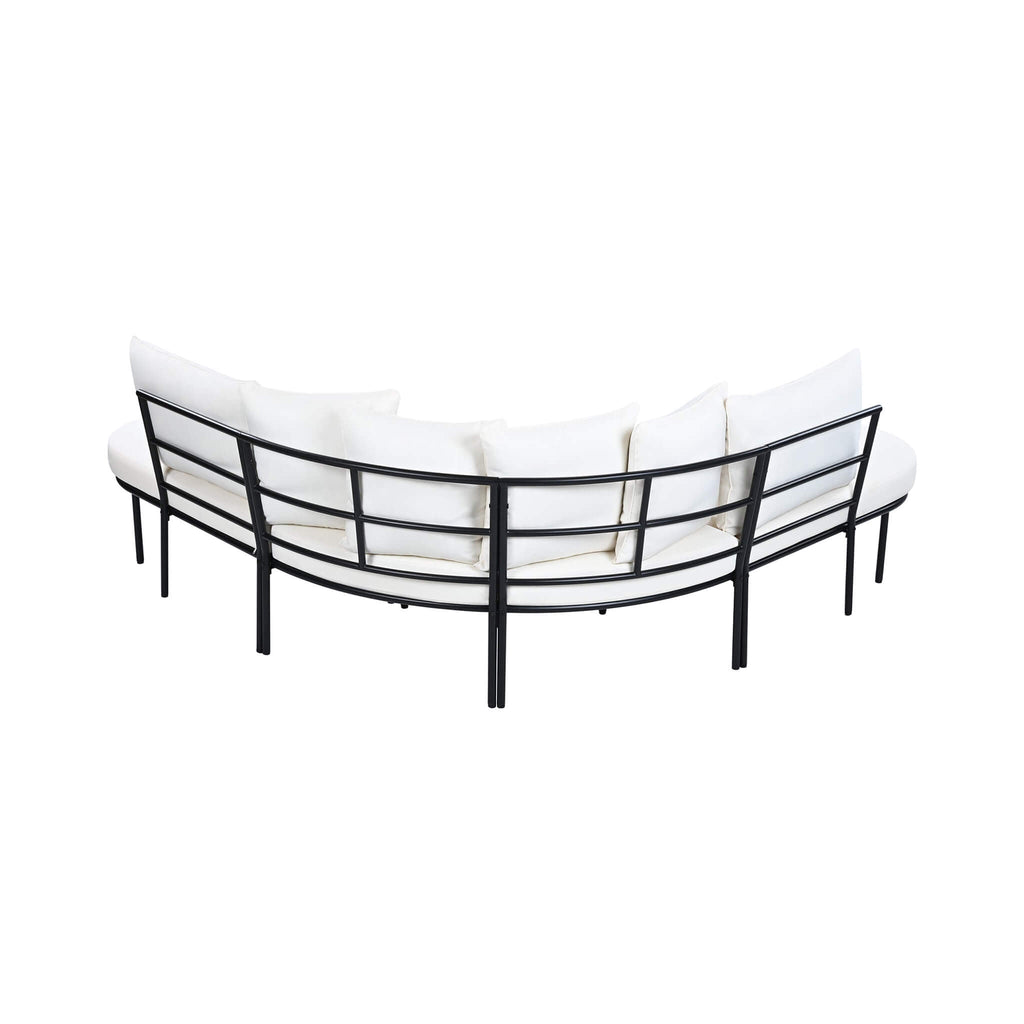 Alora Premium Half-Moon 6-Person Curved All-Weather Outdoor Furniture Sofa Patio Set With Coffee Table And Cushions