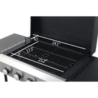 Premium Outdoor 4-Burner Propane BBQ Grill With Foldable Side Tables, Hanging Basket, And Cooking Grids