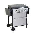 Premium Outdoor 4-Burner Propane BBQ Grill With Foldable Side Tables, Hanging Basket, And Cooking Grids