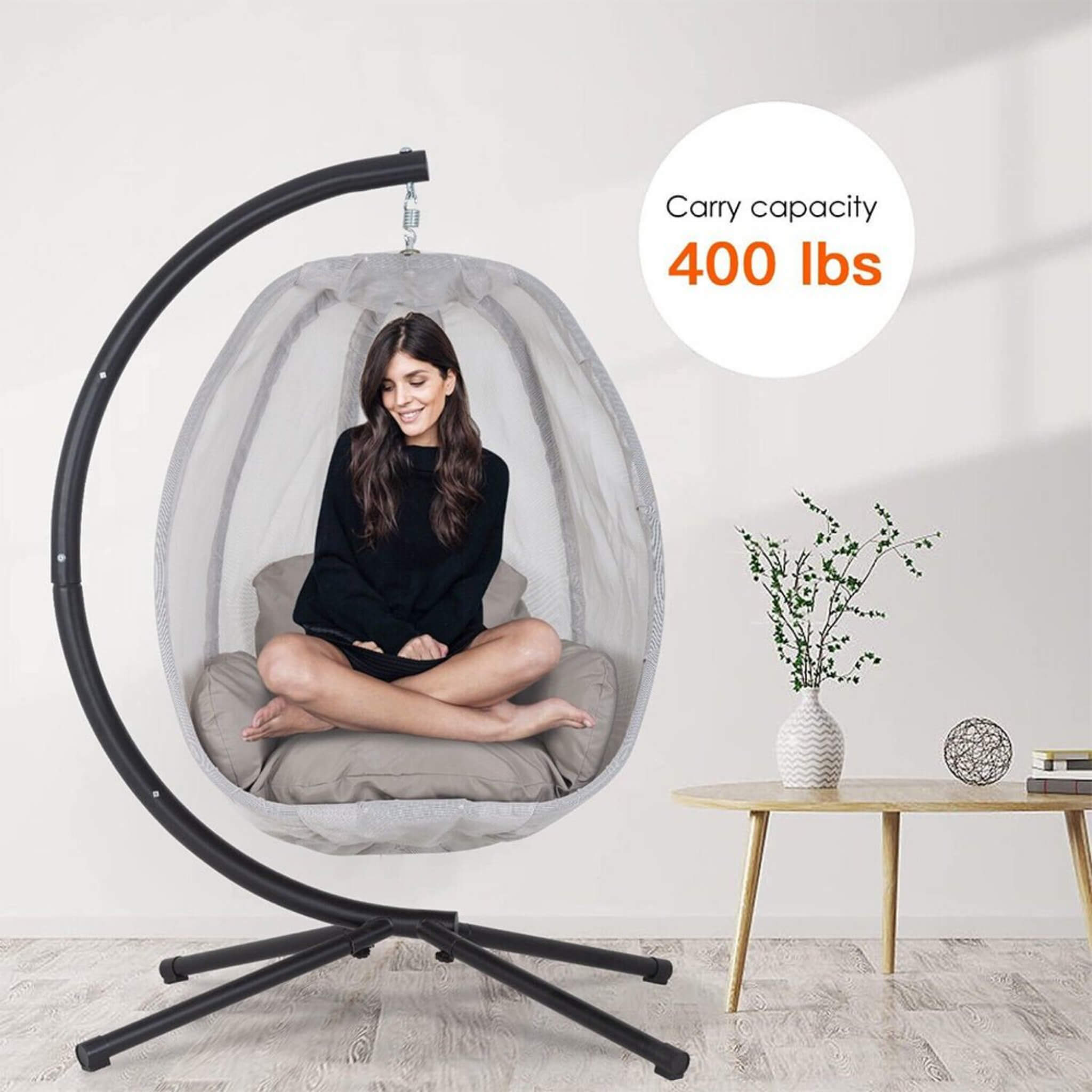 Alora Premium 70-Inch Outdoor Hammock Egg Swing Chair With Stand