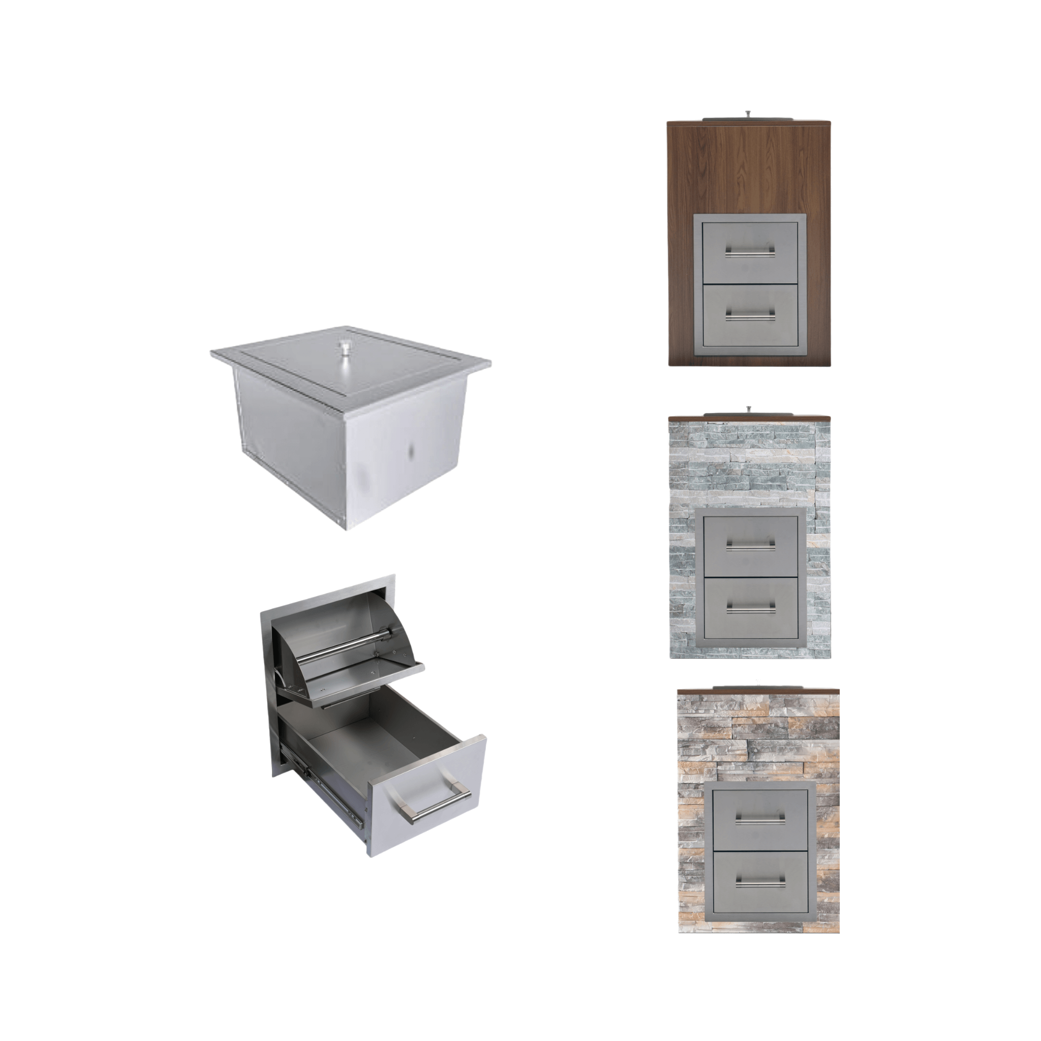 Premium Outdoor Kitchen With 32-Inch 60K BTU Built-In Stainless Steel LPG Gas Grill, Door and Drawer Combo and Stainless-Steel Ice Box