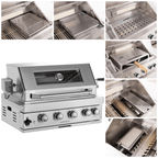 Premium Outdoor Kitchen With 32-Inch 60K BTU Built-In Stainless Steel LPG Gas Grill, Door and Drawer Combo and Stainless-Steel Ice Box