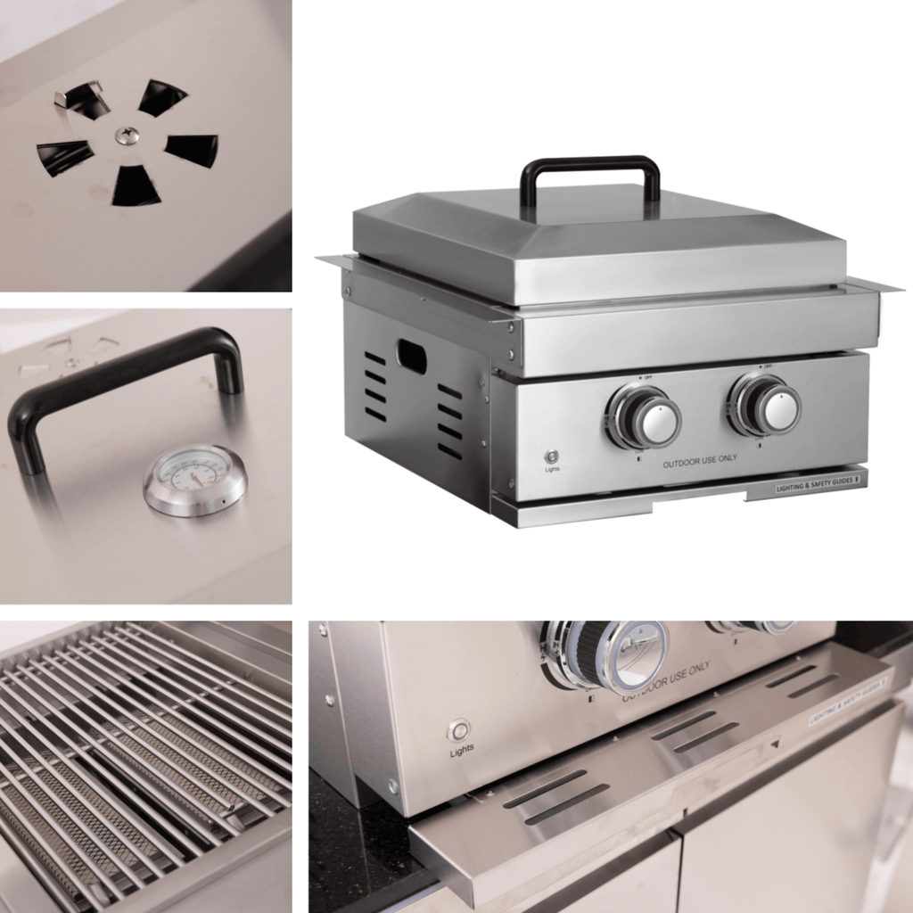 Premium Outdoor Kitchen With 32-Inch 60K BTU Built-In Stainless Steel LPG Gas Grill, Door and Drawer Combo and Stainless-Steel Ice Box