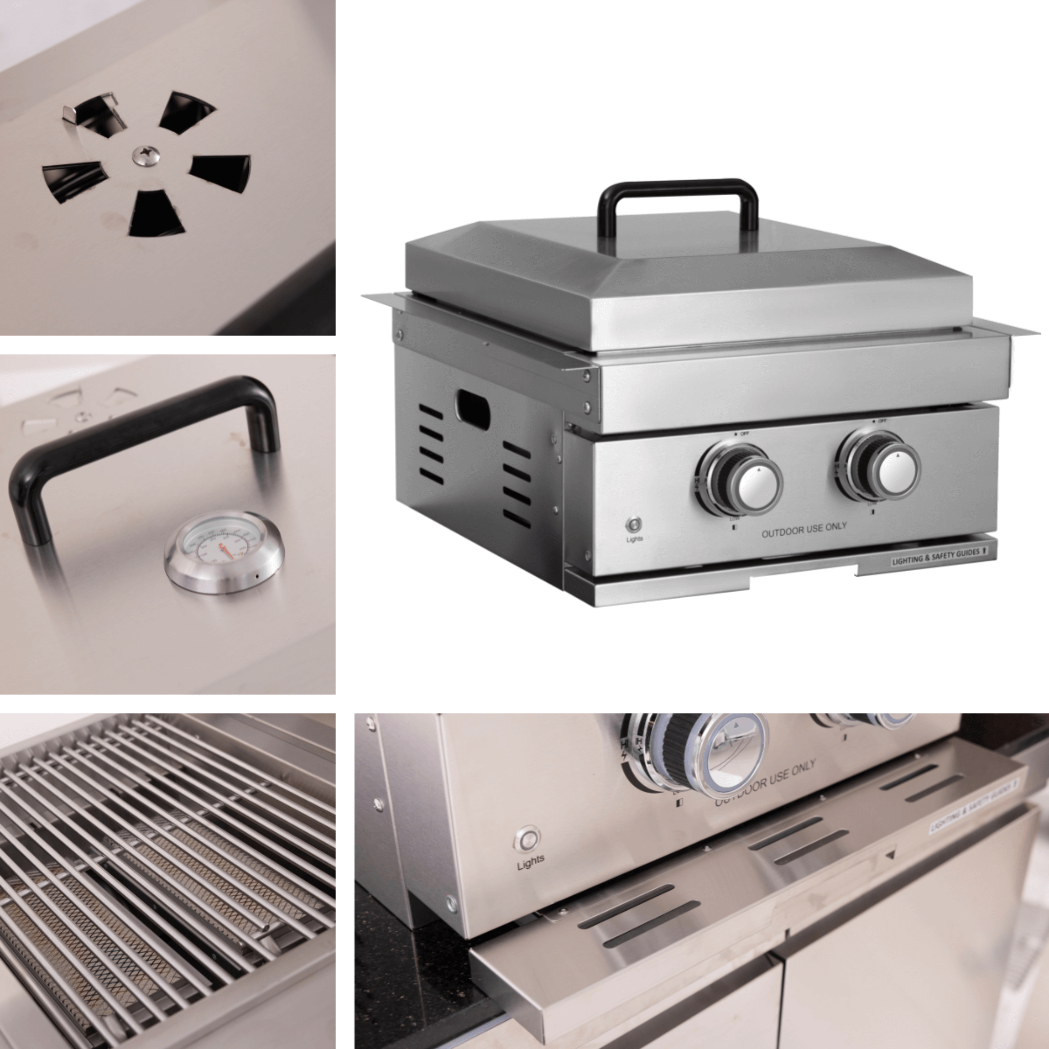 Premium Outdoor Kitchen With 32-Inch 60K BTU Built-In Stainless Steel LPG Gas Grill, Door and Drawer Combo and Stainless-Steel Ice Box