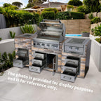 Premium Outdoor Kitchen With 32-Inch 60K BTU Built-In Stainless Steel LPG Gas Grill, Door and Drawer Combo and Stainless-Steel Ice Box