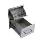 Premium Outdoor Kitchen With 32-Inch 60K BTU Built-In Stainless Steel LPG Gas Grill, Door and Drawer Combo and Stainless-Steel Ice Box