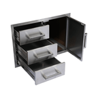 Premium Outdoor Kitchen With 32-Inch 60K BTU Built-In Stainless Steel LPG Gas Grill, Door and Drawer Combo and Stainless-Steel Ice Box