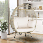 Alora Premium 57-Inch Oversized Rattan Patio Egg Lounge Chair Basket With Cushions