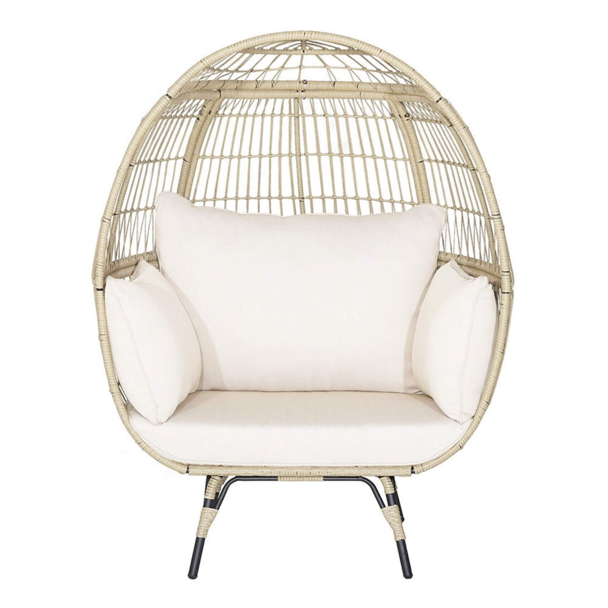 Alora Premium 57-Inch Oversized Rattan Patio Egg Lounge Chair Basket With Cushions