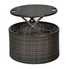 Alora Premium 76-Inch Round Outdoor Patio Rattan Daybed W/ Canopy & Table
