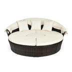 Alora Premium 76-Inch Round Outdoor Patio Rattan Daybed W/ Canopy & Table