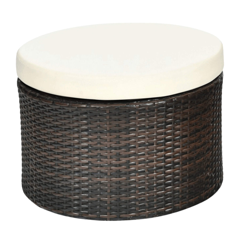 Alora Premium 76-Inch Round Outdoor Patio Rattan Daybed W/ Canopy & Table