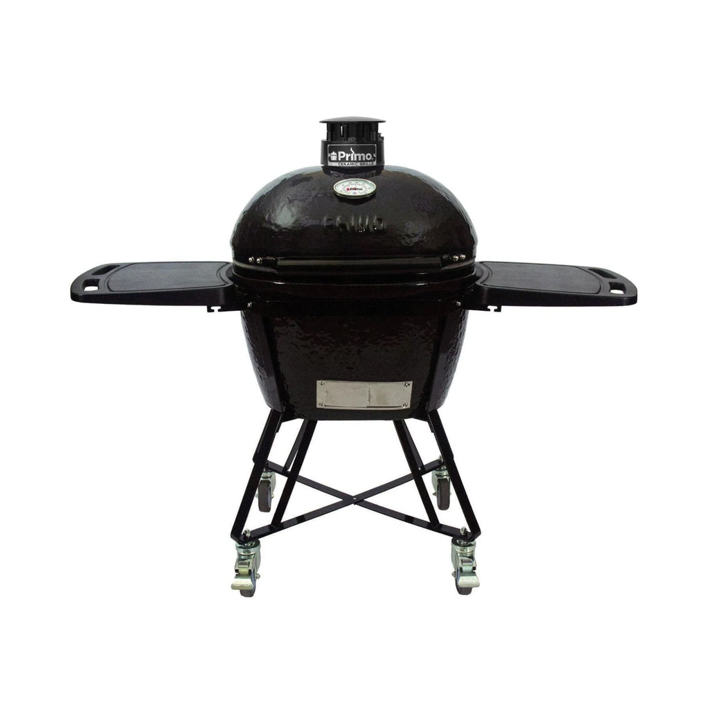 Primo Oval Large 300 All-In-One Ceramic Kamado Grill W/ Cradle, Side Shelves & Stainless- Steel Grates
