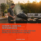 Primo Oval Large 300 All-In-One Ceramic Kamado Grill W/ Cradle, Side Shelves & Stainless- Steel Grates