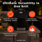 Primo Oval Large 300 Ceramic Kamado BBQ Grill W/ Stainless Steel Grates