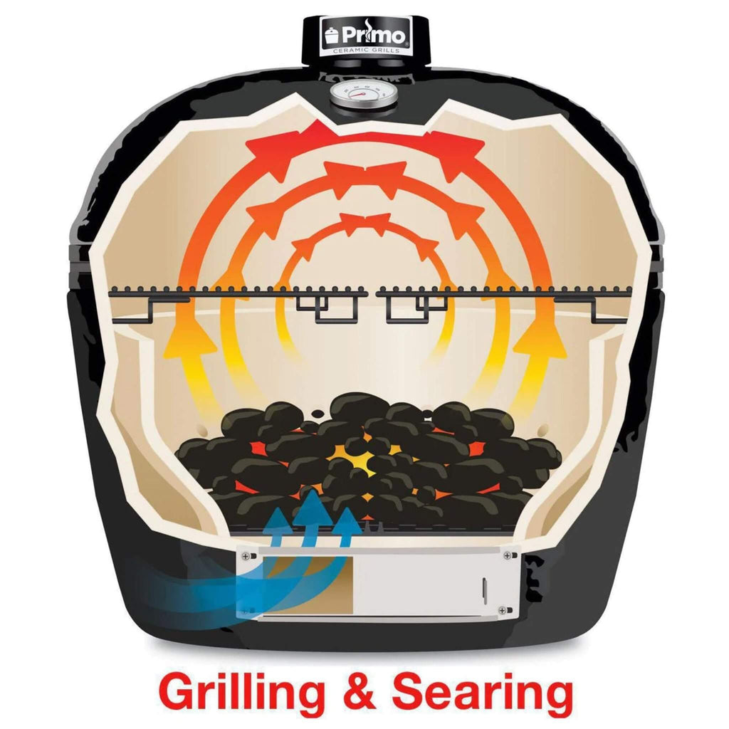 Primo Oval Large 300 Ceramic Kamado BBQ Grill W/ Stainless Steel Grates