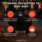 Primo Oval XL 400 Ceramic Kamado BBQ Grill W/ Stainless Steel Grates