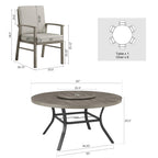 Outdoor Dining Set with Fixed Chair and Lazy Susan