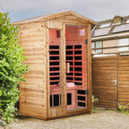 Thermora Vexa 2-Person Outdoor Infrared Sauna | 6 Carbon Panels, Bluetooth & LED Lighting | Old Fir