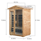 Thermora Vexa 2-Person Outdoor Infrared Sauna | 6 Carbon Panels, Bluetooth & LED Lighting | Old Fir
