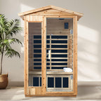 Thermora Vexa 2-Person Outdoor Infrared Sauna | 6 Carbon Panels, Bluetooth & LED Lighting | Old Fir