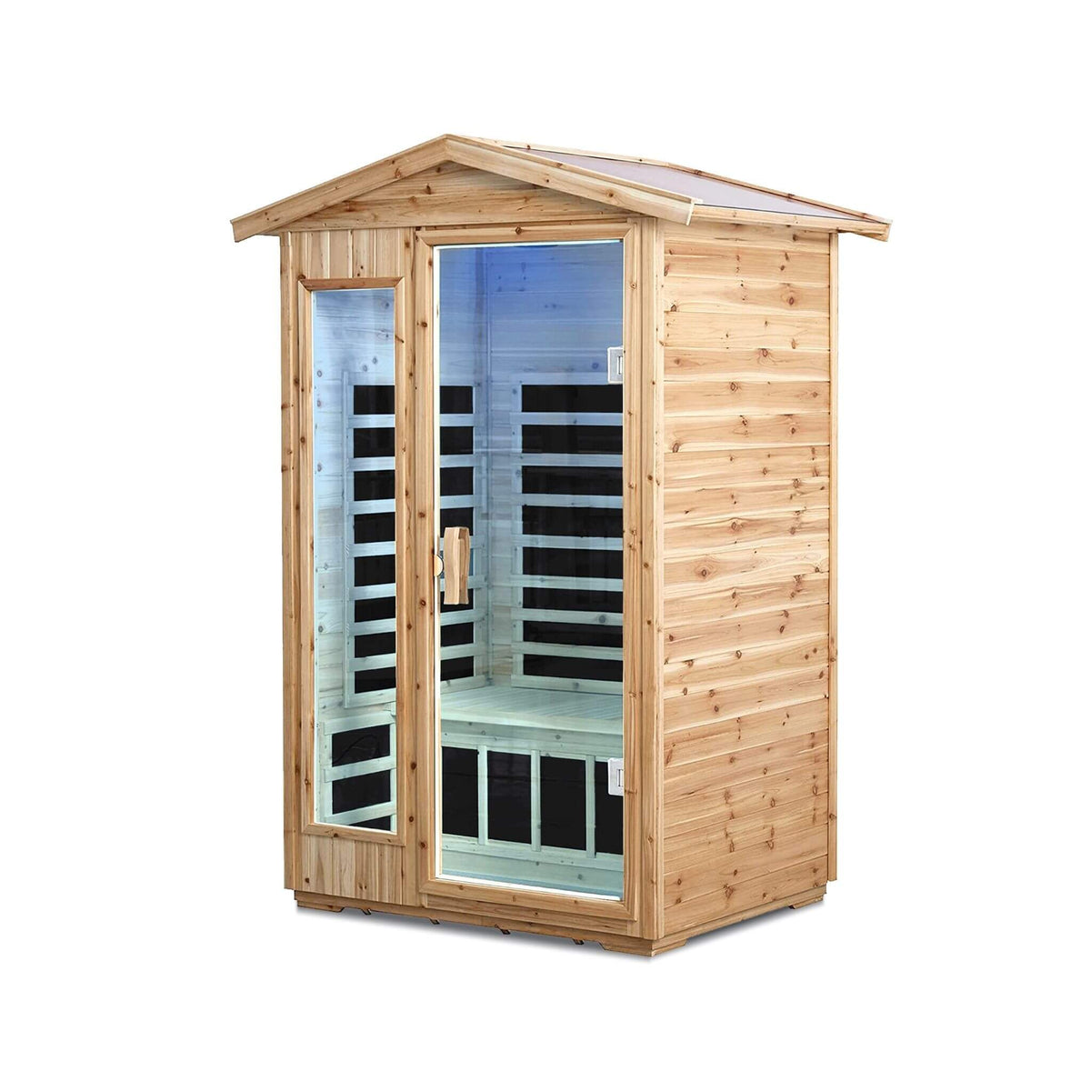 Thermora Vexa 2-Person Outdoor Infrared Sauna | 6 Carbon Panels, Bluetooth & LED Lighting | Old Fir